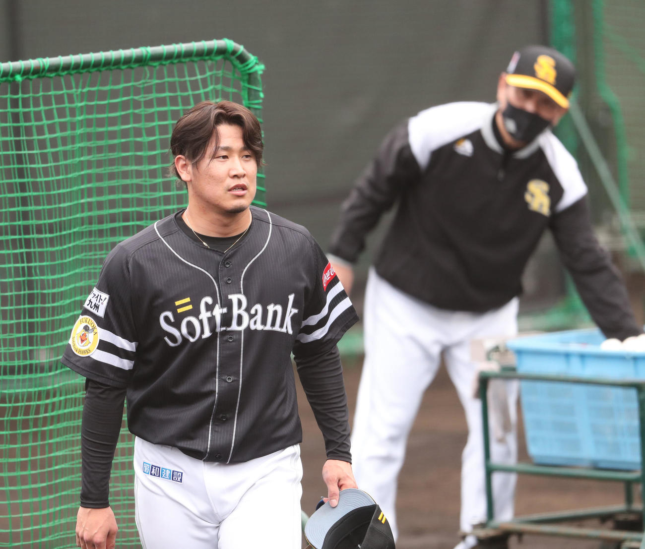 打撃投手として登板した杉山一樹（撮影・梅根麻紀）