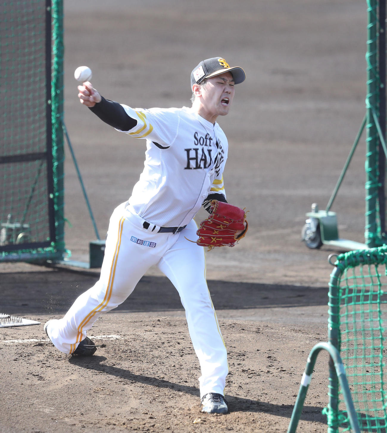 フリー打撃に登板した石川（撮影・梅根麻紀）