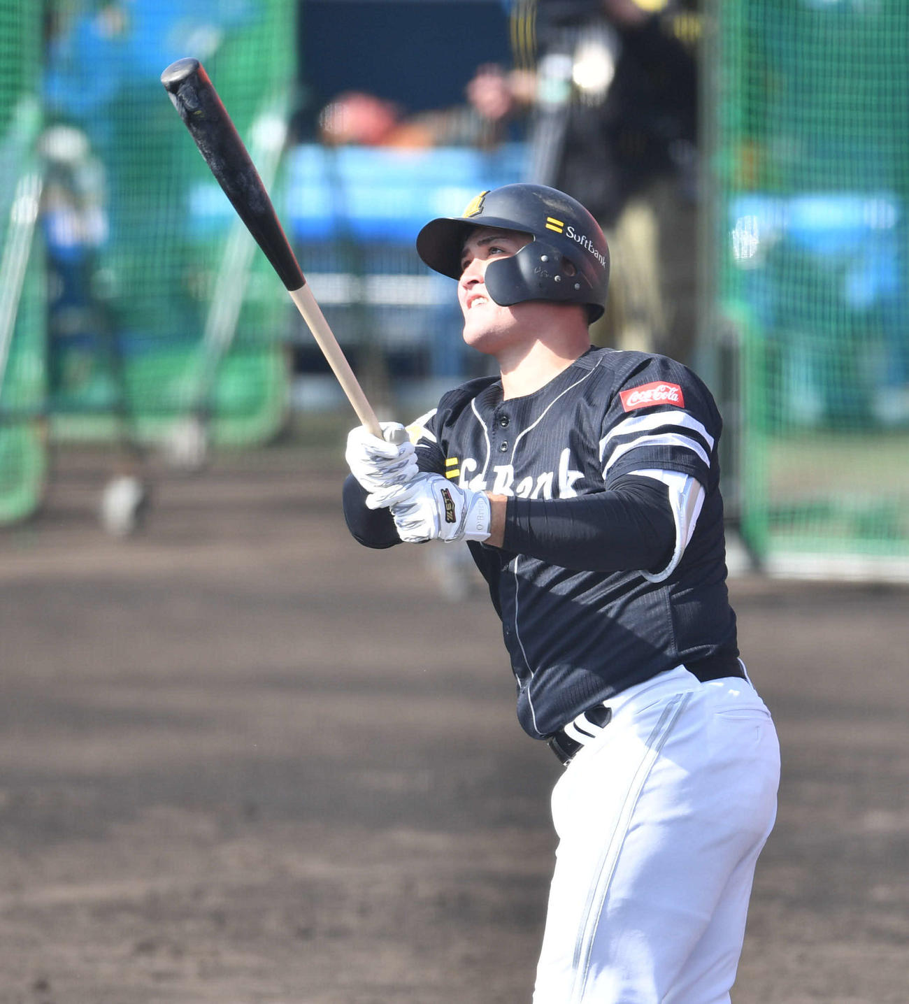 シート打撃で左越え本塁打を放ったリチャード（撮影・岩下翔太）