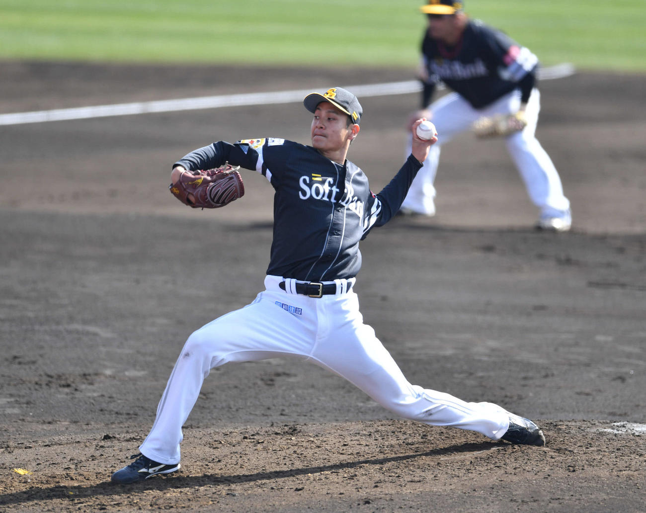 シート打撃に登板した大竹（撮影・岩下翔太）