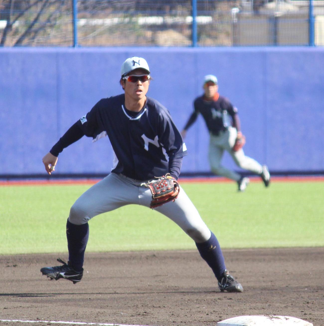 今年から日通に新加入した楠本晃希内野手（撮影・保坂恭子）