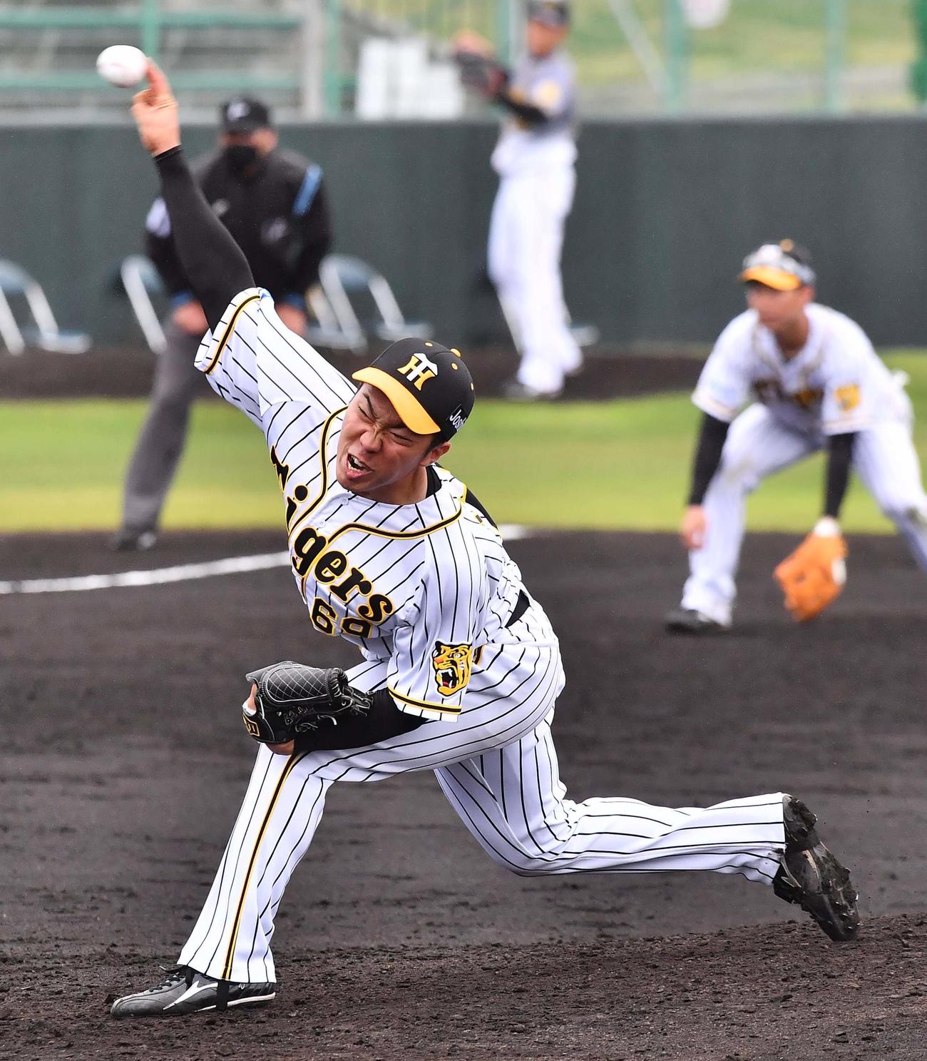 阪神紅白戦　白組3番手で登板する石井大（撮影・上田博志）