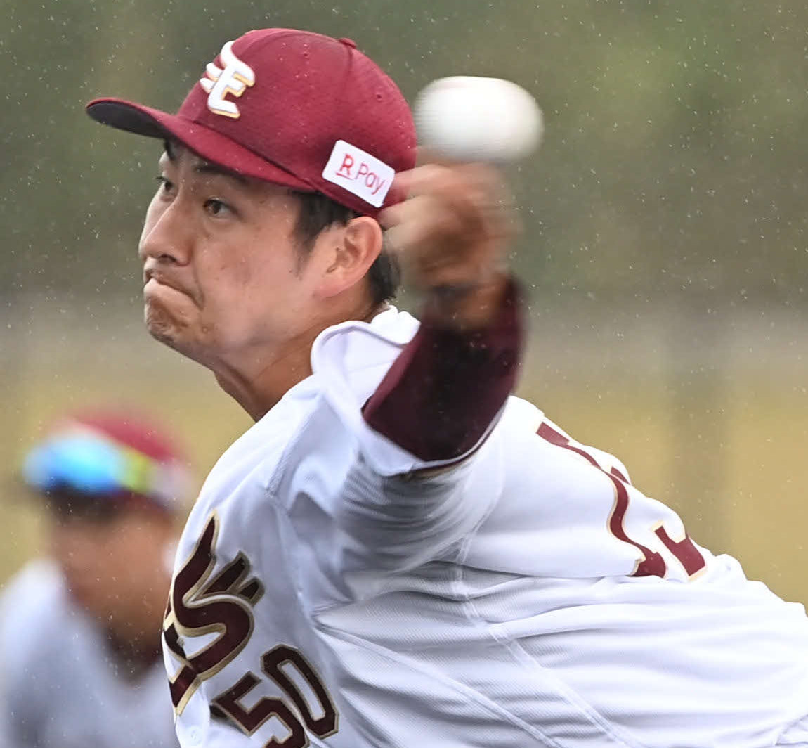 楽天対ロッテ　楽天6番手で登板した渡辺佑（撮影・山崎安昭）