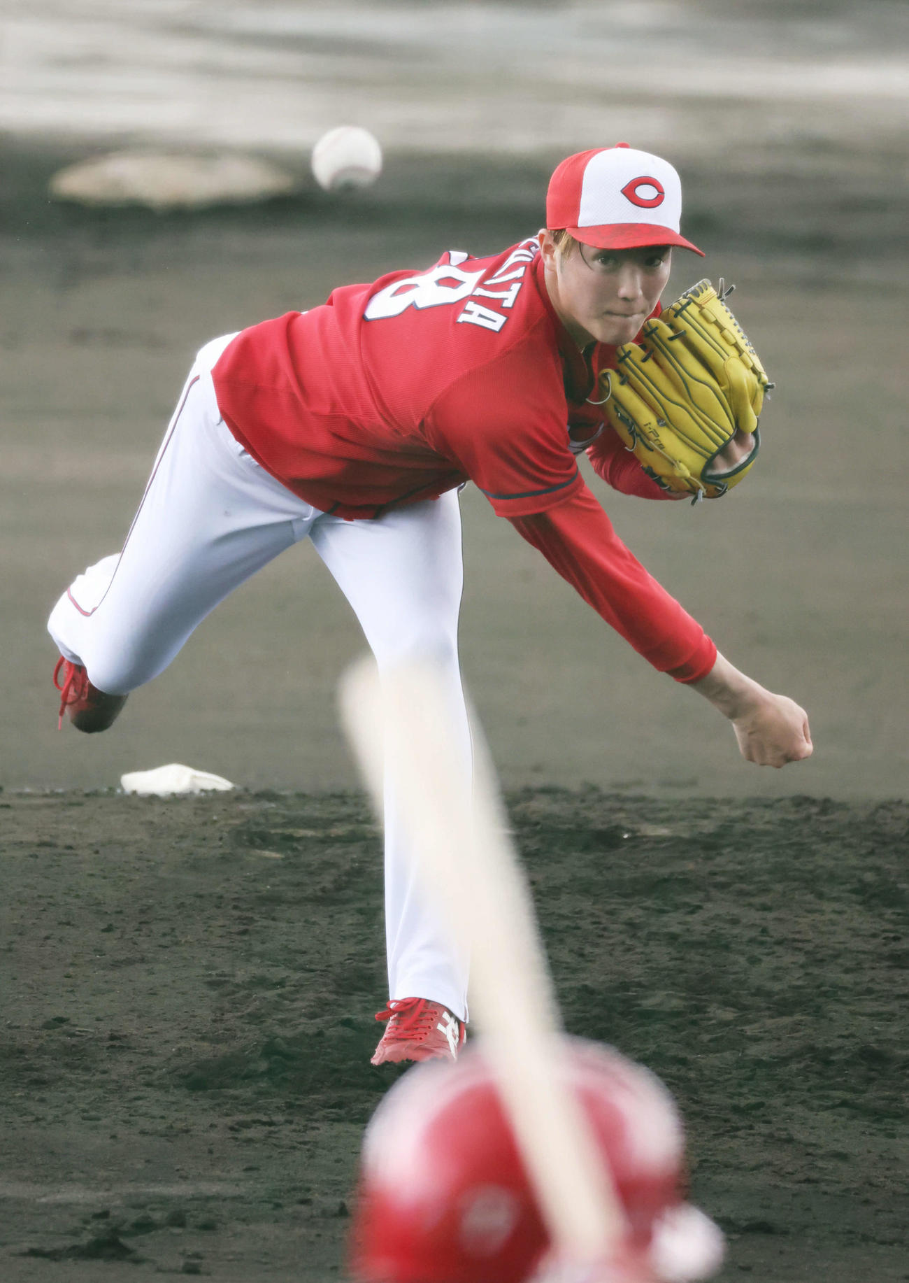 シート打撃に登板した森下（撮影・加藤孝規）