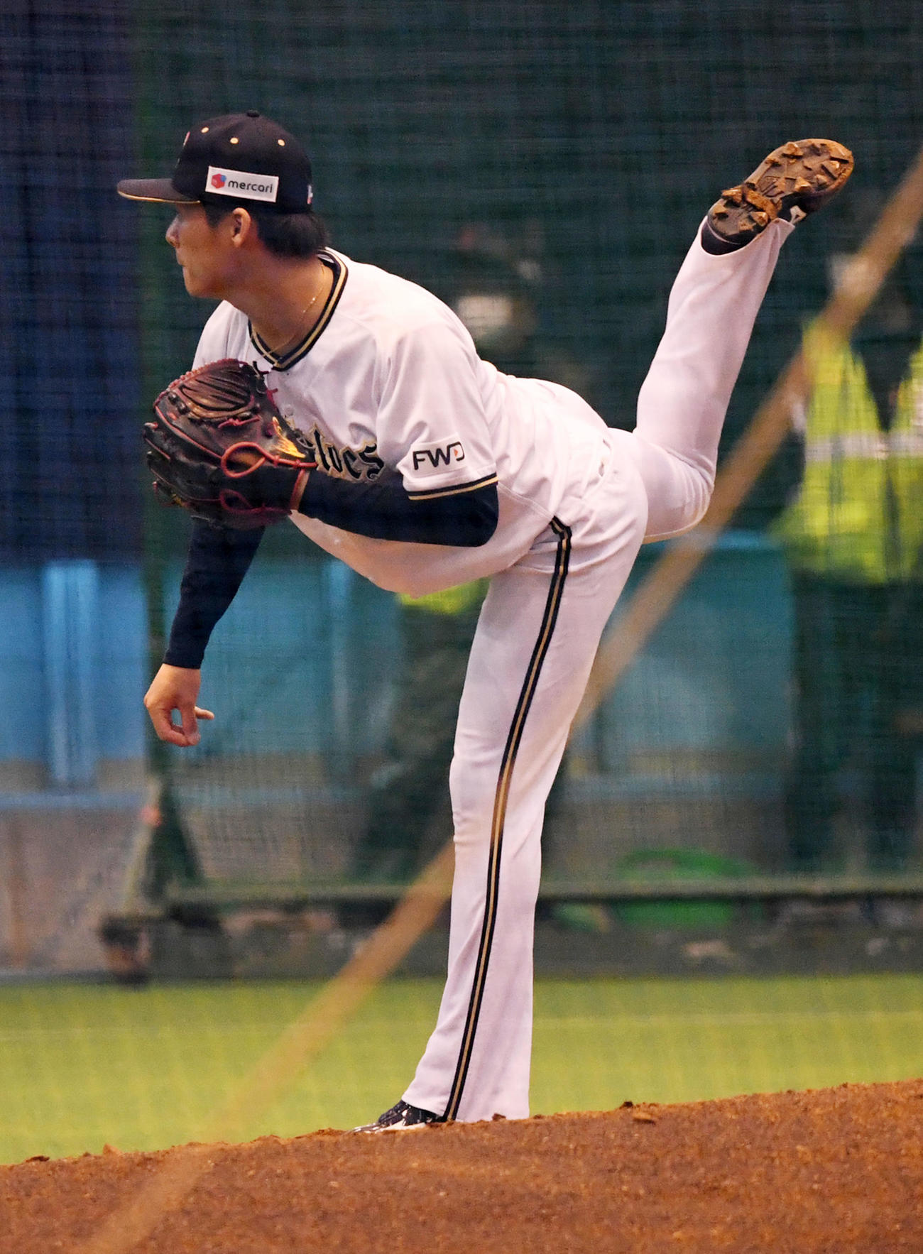 LiveBPを行ったオリックス山本（撮影・前岡正明）
