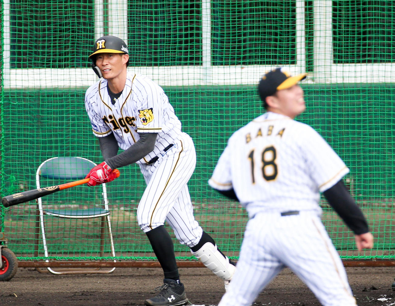 シート打撃をする糸井嘉男（撮影・上山淳一）