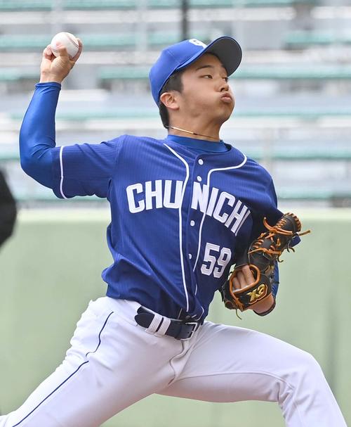 中日先発山本拓実（撮影・上田博志）