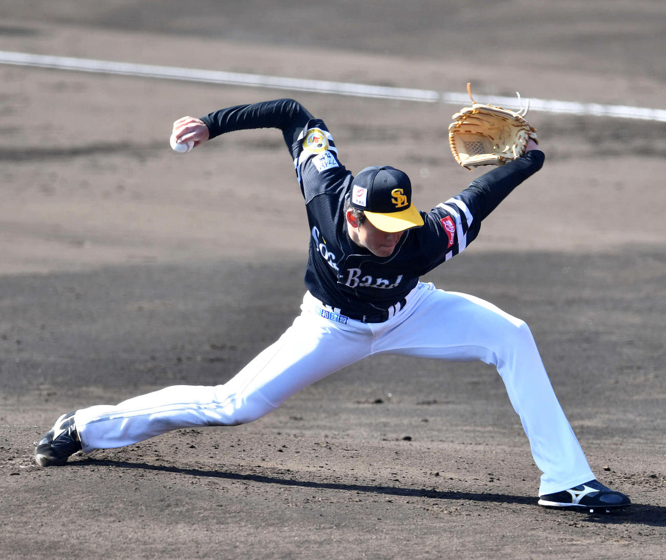 紅白戦2回2失点のソフトバンク高橋礼（撮影・岩下翔太）
