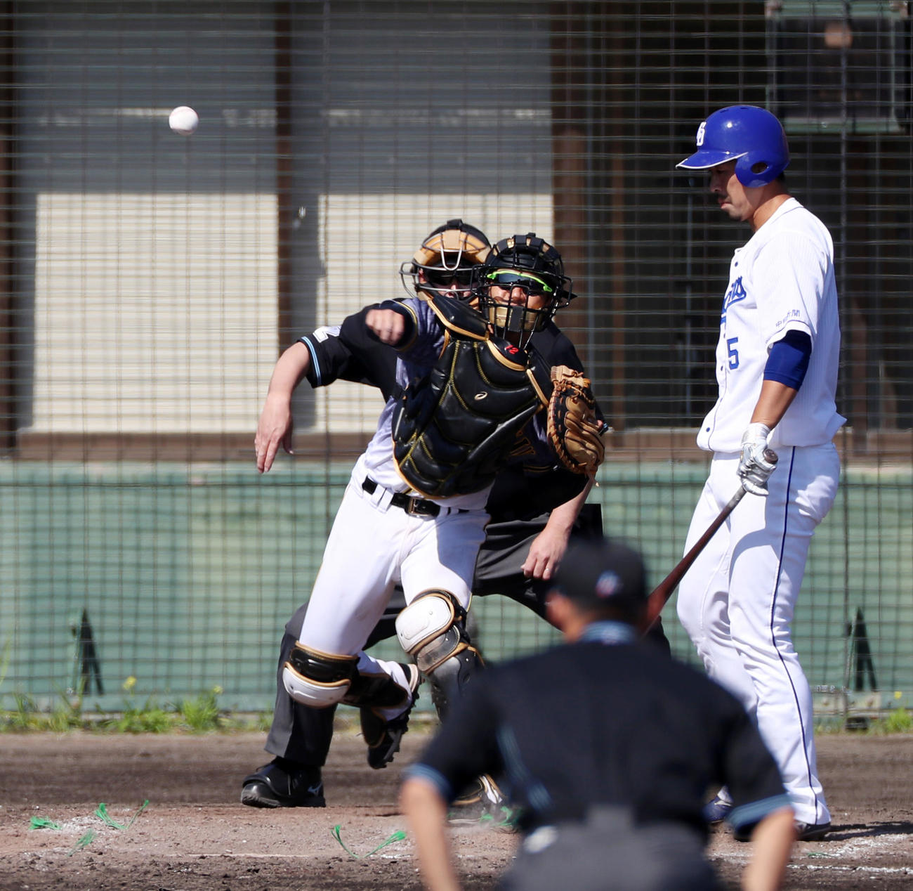 中日対阪神　5回裏中日2死一、三塁、坂本は打者阿部のとき一走の代走渡辺を刺す（撮影・加藤哉）