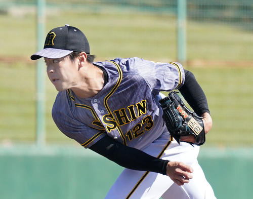 練習試合　中日対阪神7回裏、阪神4番手で登板する鈴木翔太（撮影・森本幸一）