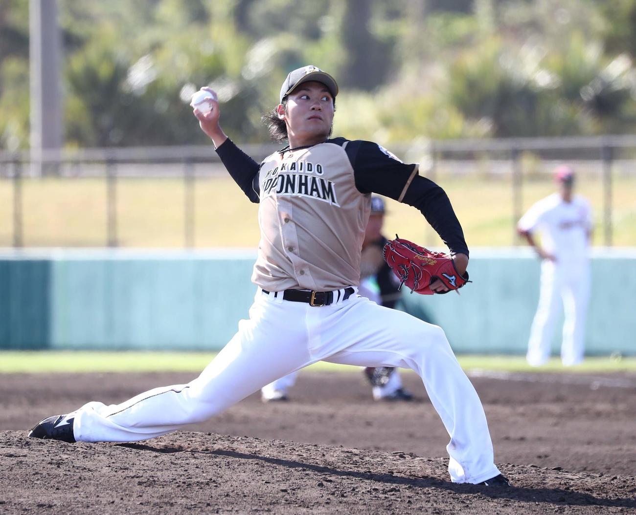 練習試合　楽天対日本ハム　7回に登板の伊藤（撮影・黒川智章）