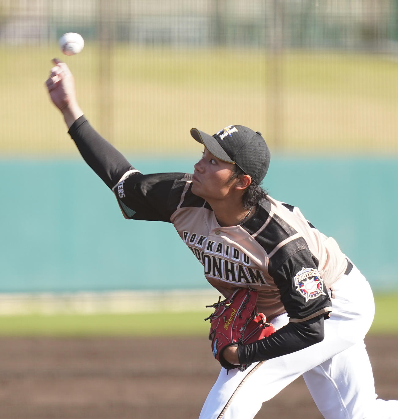 楽天との練習試合で登板し、力投する日本ハム伊藤（撮影・菅敏）