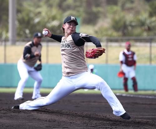 練習試合　楽天対日本ハム　日本ハム先発の吉田（撮影・黒川智章）