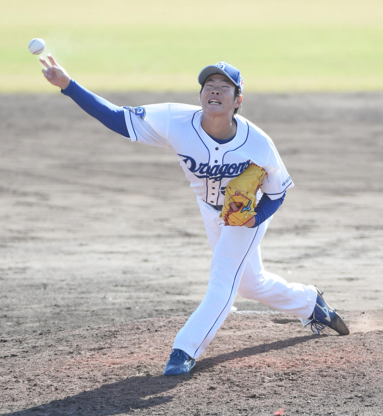 2軍練習試合・中日対DeNA 8回表、中日5番手で登板した森（撮影・森本幸一）
