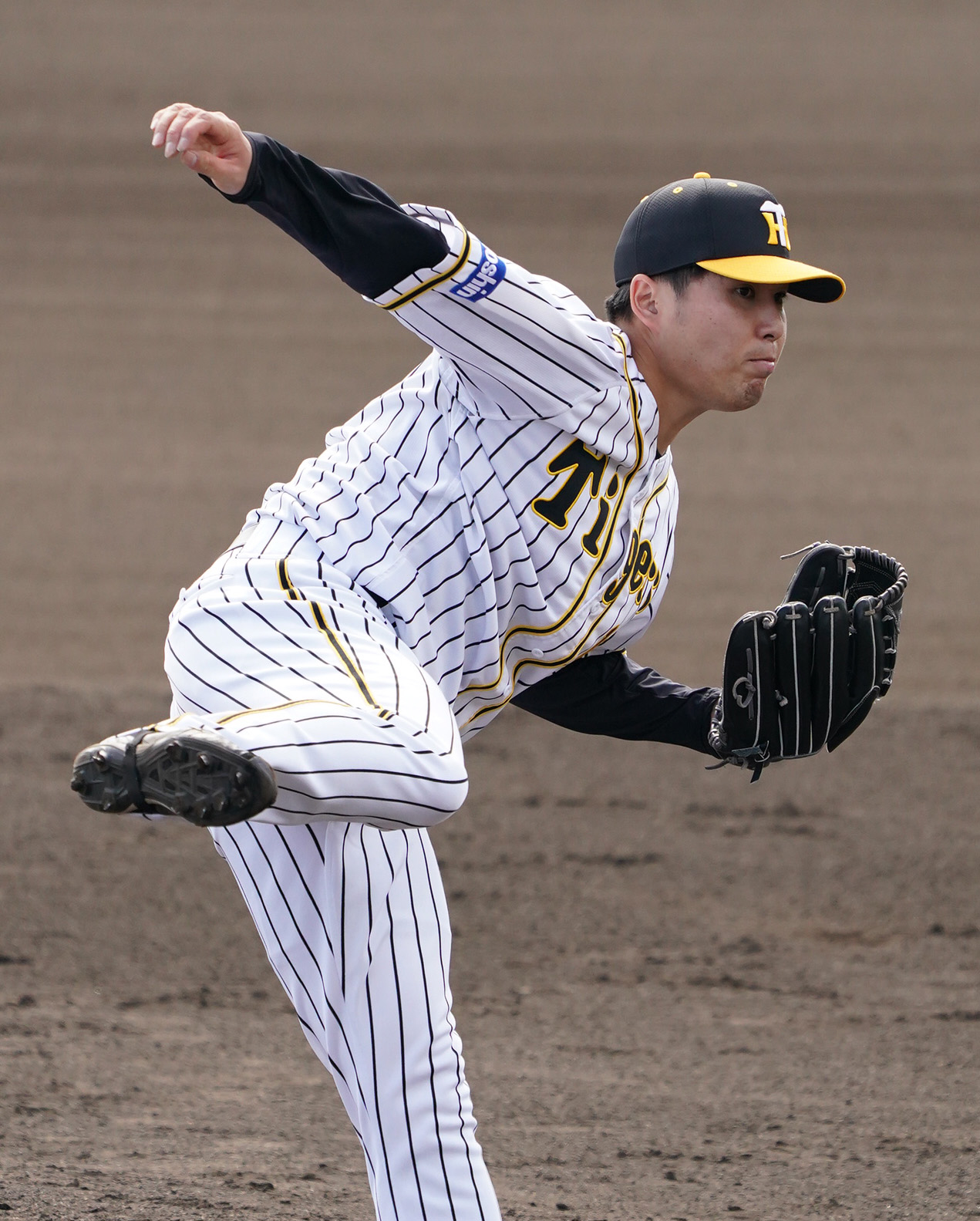 練習試合　阪神対DeNA 6回から登板する馬場皐輔（撮影・清水貴仁）