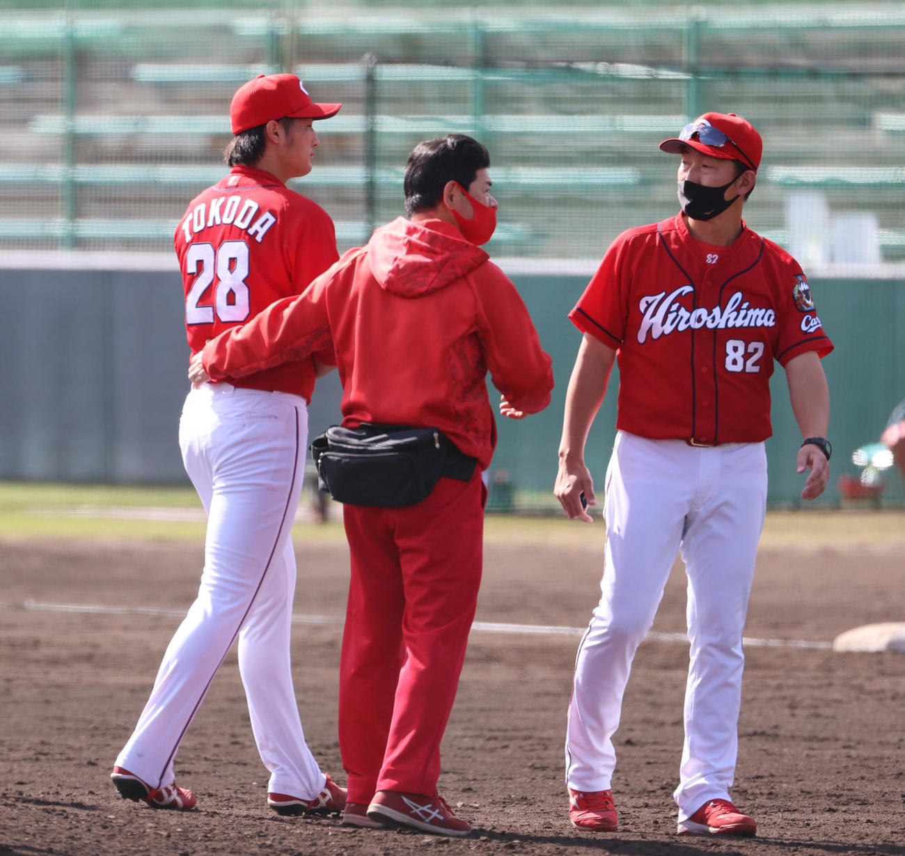 練習試合で降板となる広島床田（2021年2月21日撮影）