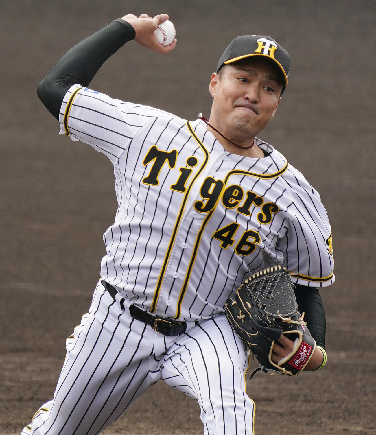 練習試合　阪神対DeNA　先発し3回を無失点に抑える秋山拓巳（撮影・清水貴仁）