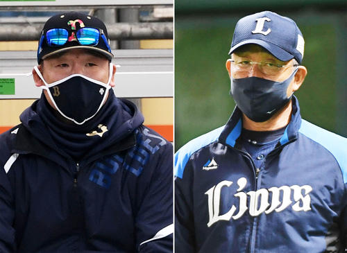 オリックス中嶋監督（左）、西武辻監督