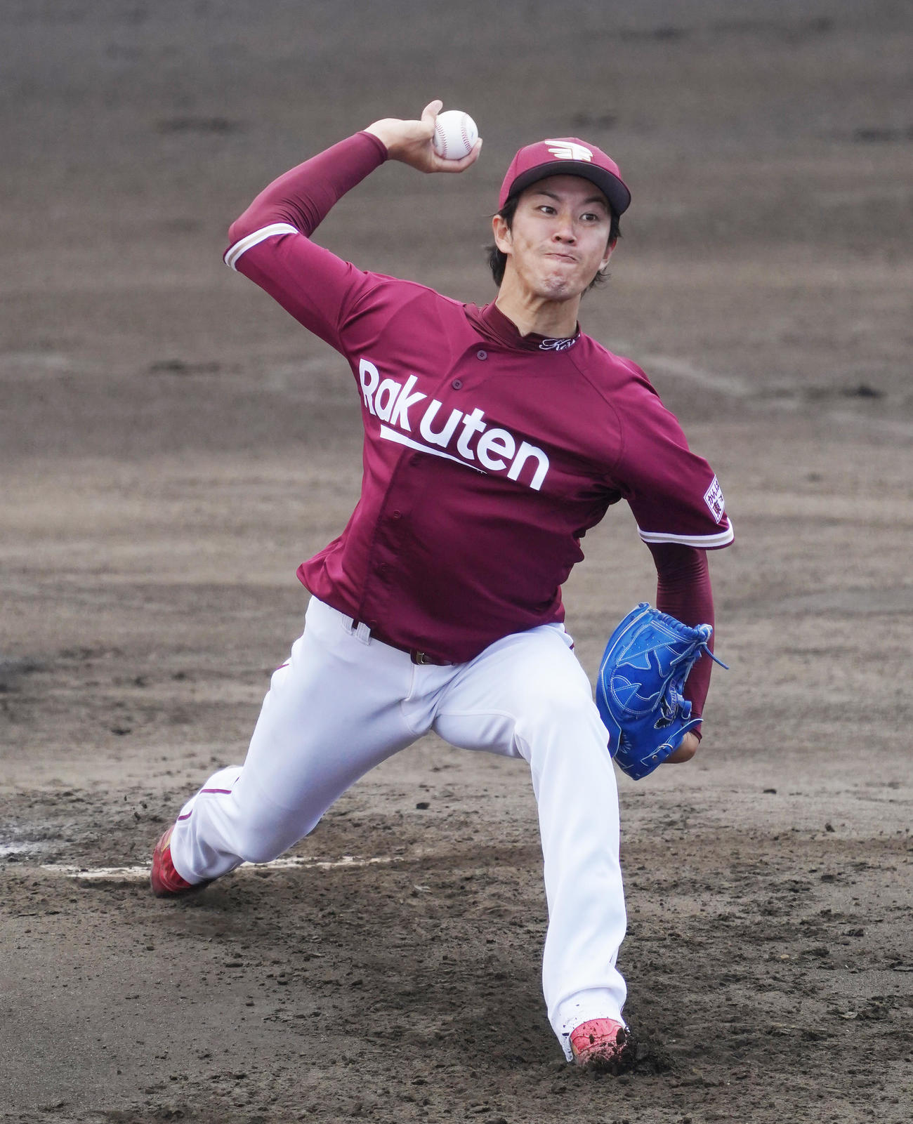 DeNAとの練習試合に先発した楽天岸（撮影・菅敏）
