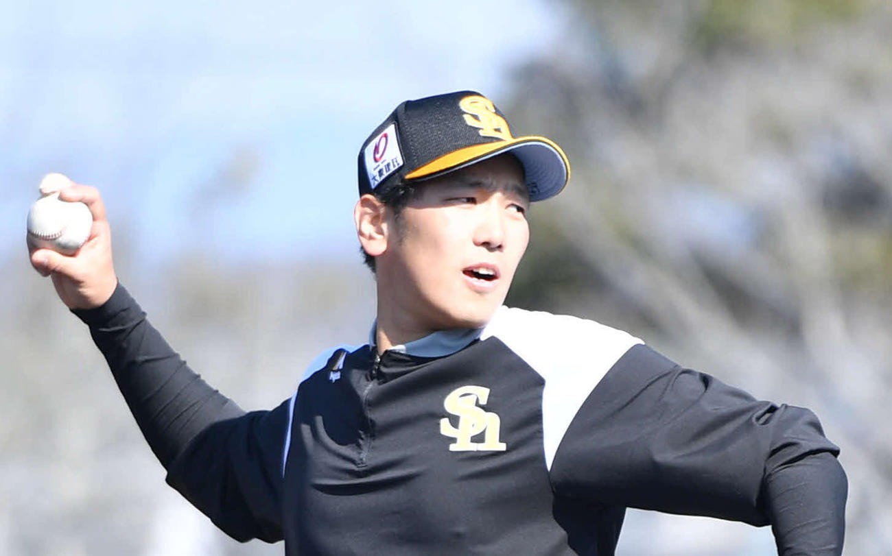 ソフトバンク石川柊太（2021年2月19日撮影）