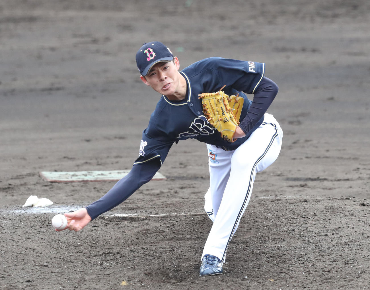 ソフトバンク対オリックス　5回から登板した中川颯（撮影・梅根麻紀）