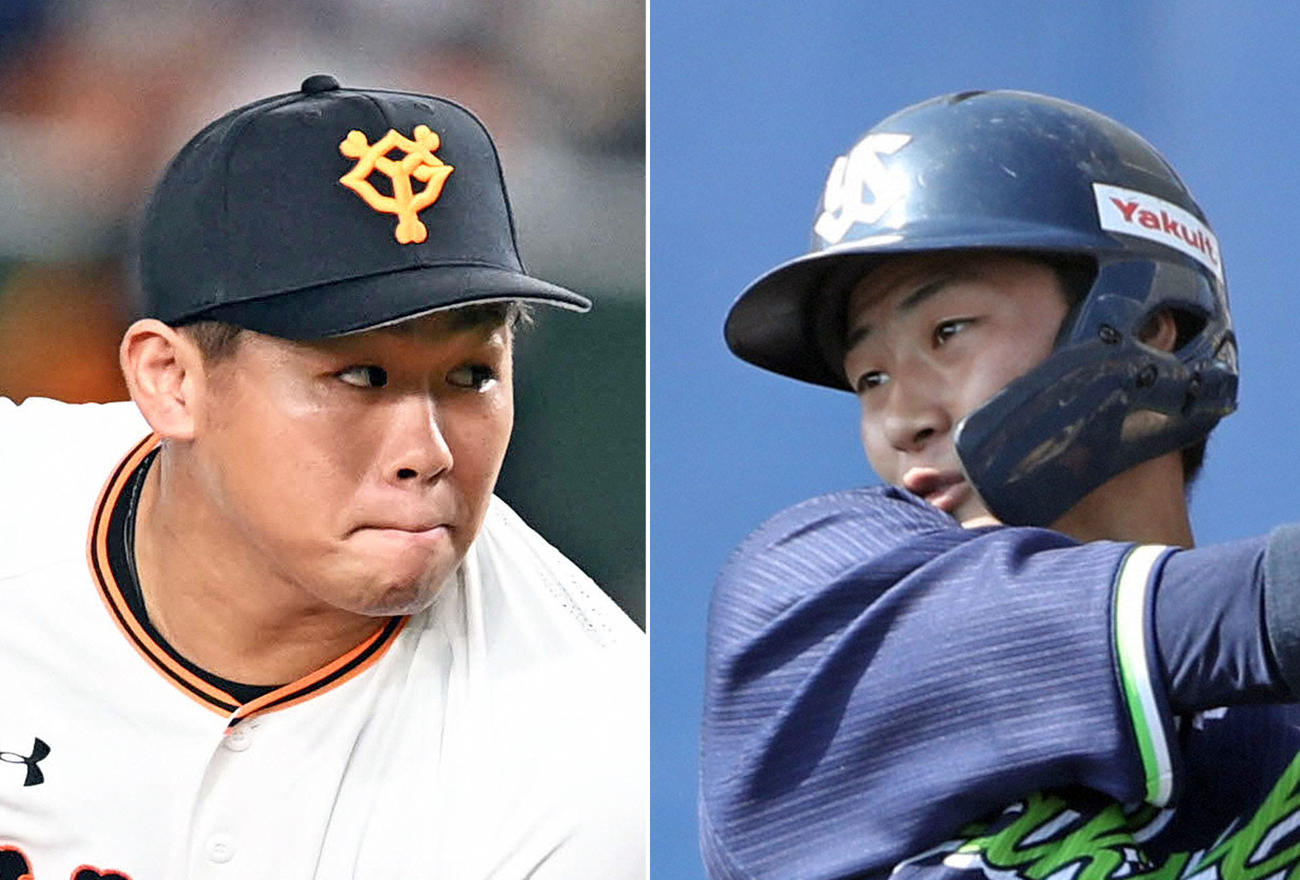 田口麗斗（左）と広岡大志