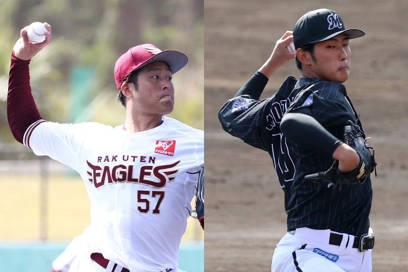 楽天滝中（左）とロッテ本前