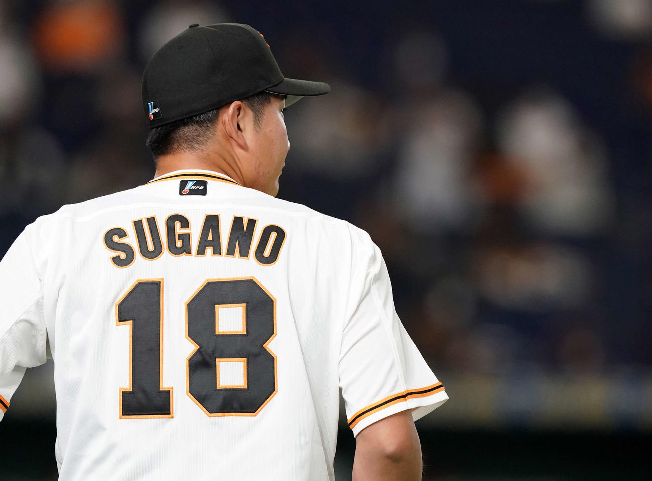 巨人対ヤクルト　試合前、投球練習する巨人先発の菅野（撮影・江口和貴）