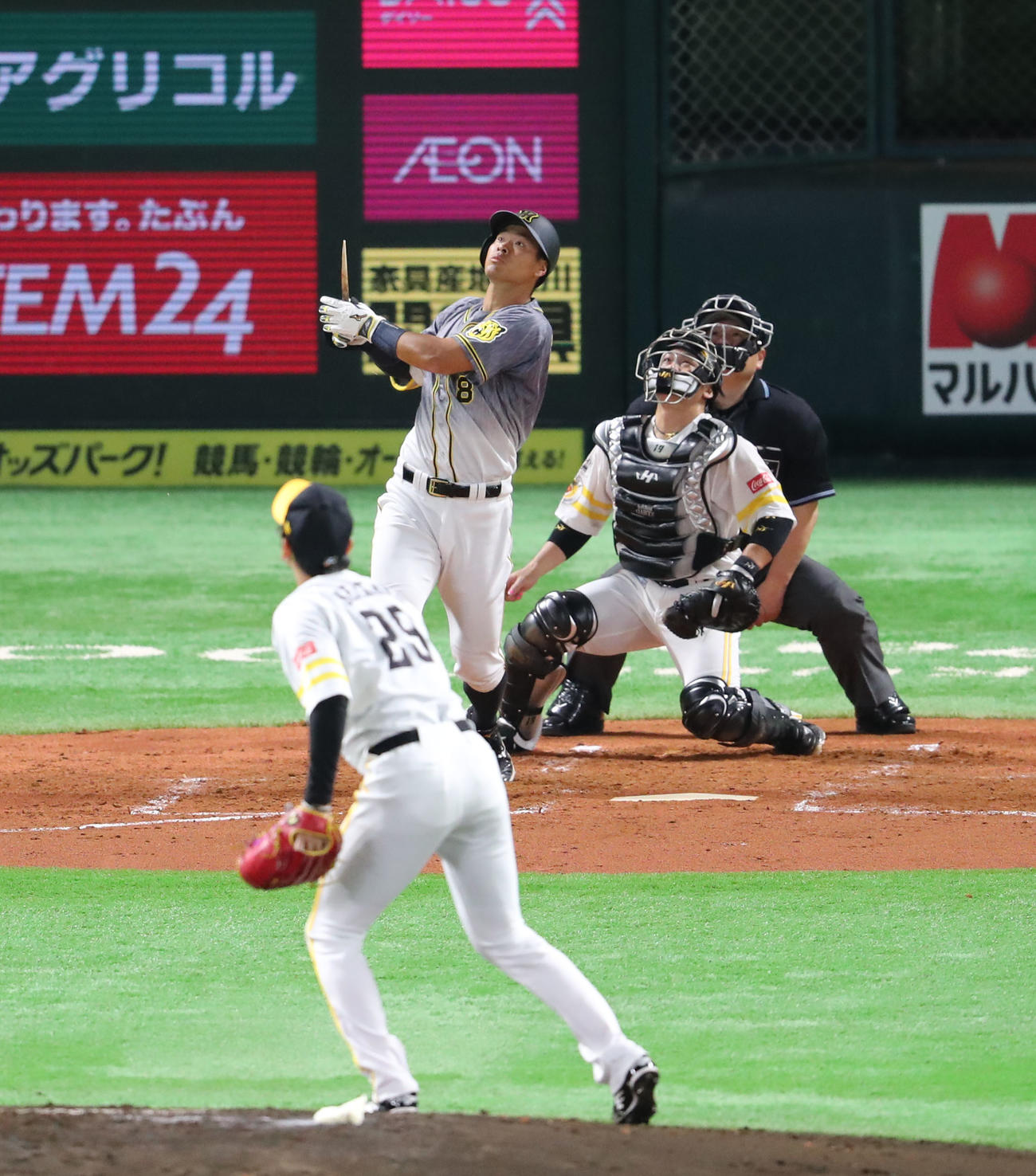 ソフトバンク対阪神　3回表阪神1死三塁、佐藤輝明は二飛に終わる（撮影・梅根麻紀）