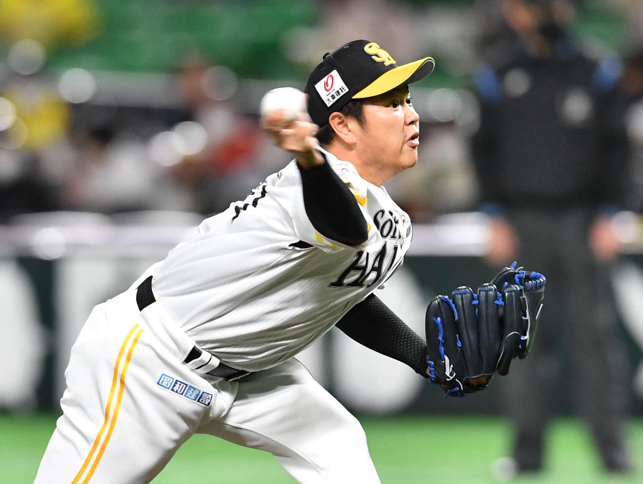ソフトバンク対阪神　5回表阪神2死より登板した、ソフトバンク2番手の津森（撮影・岩下翔太）