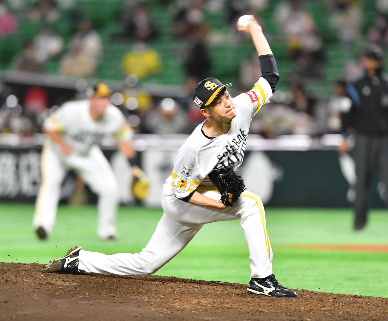 ソフトバンク対阪神　6回表より登板した、ソフトバンク3番手の大竹（撮影・岩下翔太）