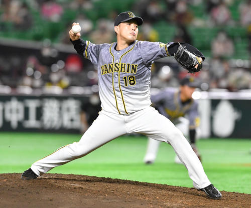ソフトバンク対阪神 7回裏より登板した、阪神3番手の馬場(撮影・岩下翔太)