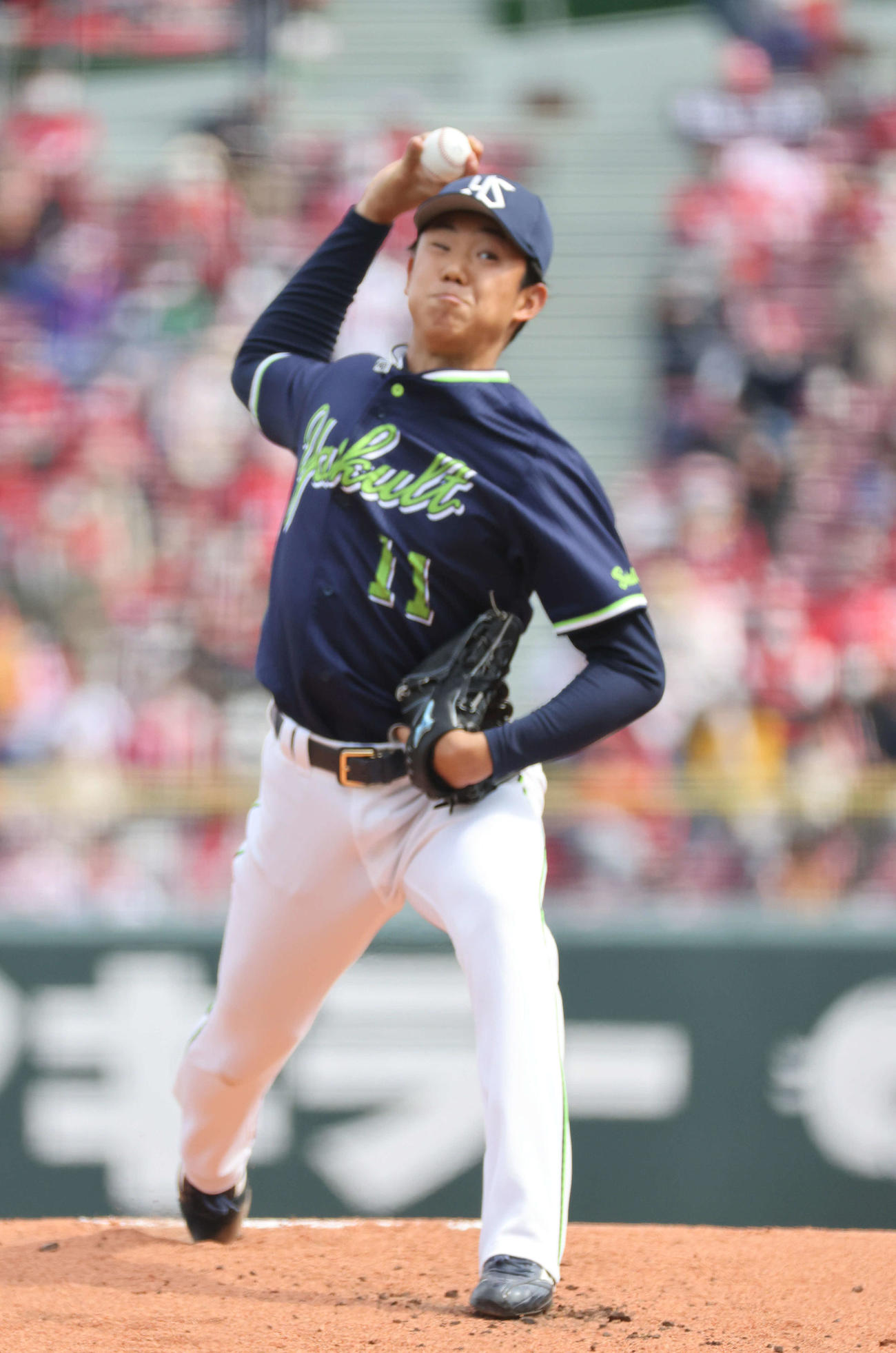 プロ野球オープン戦広島対ヤクルト　ヤクルト先発の奥川（撮影・加藤孝規）