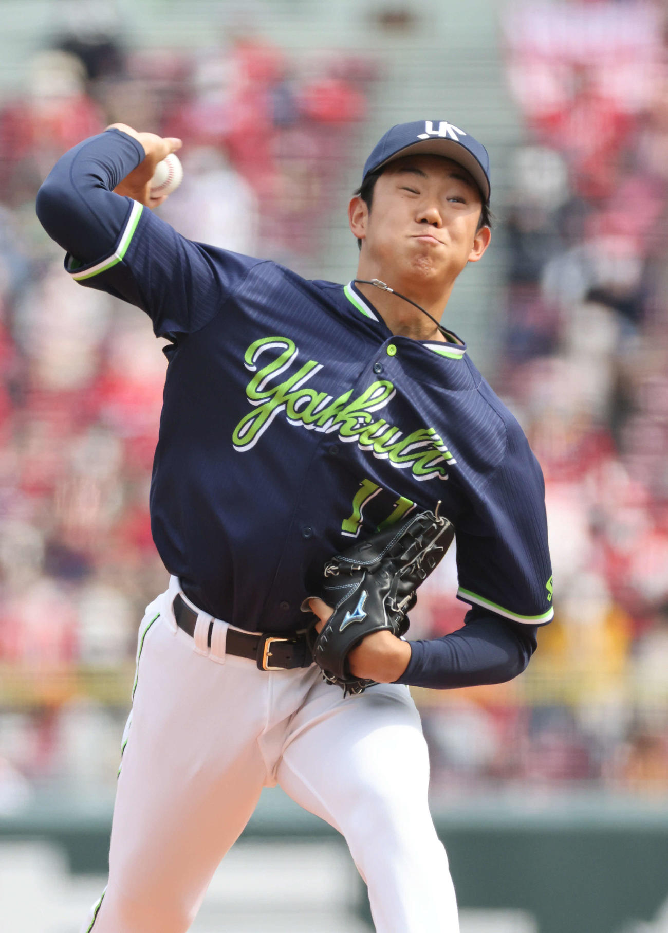 プロ野球オープン戦広島対ヤクルト　ヤクルト先発の奥川（撮影・加藤孝規）