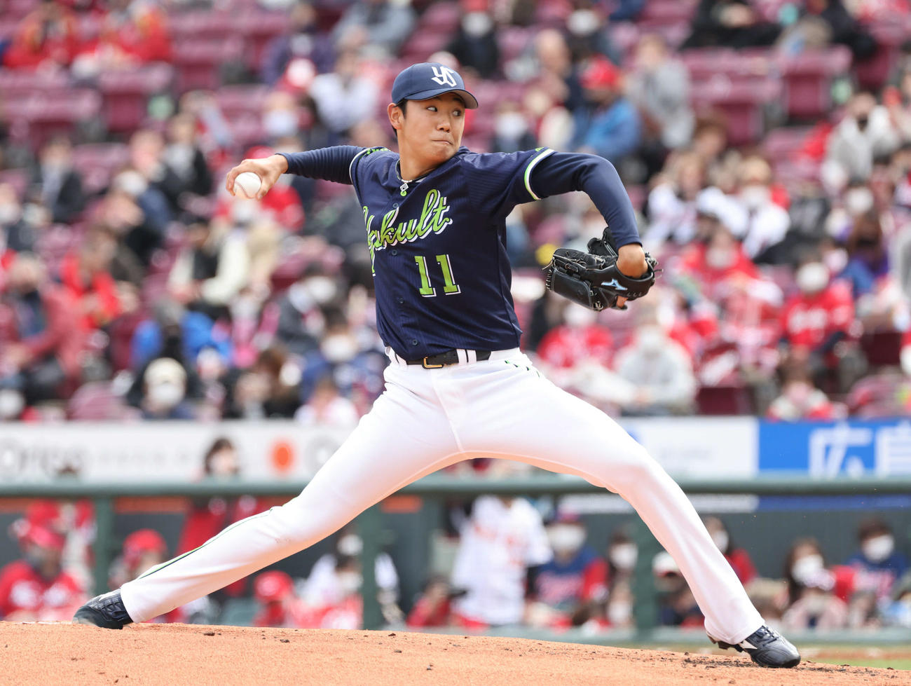 プロ野球オープン戦広島対ヤクルト　ヤクルト先発の奥川（撮影・加藤孝規）