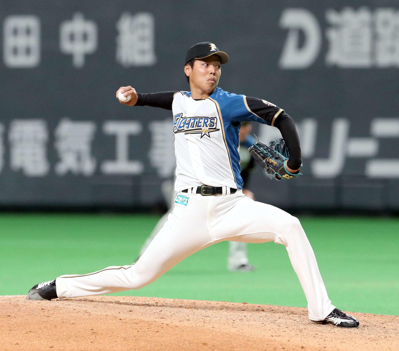 日本ハム対巨人　9回から登板する日本ハム杉浦（撮影・佐藤翔太）