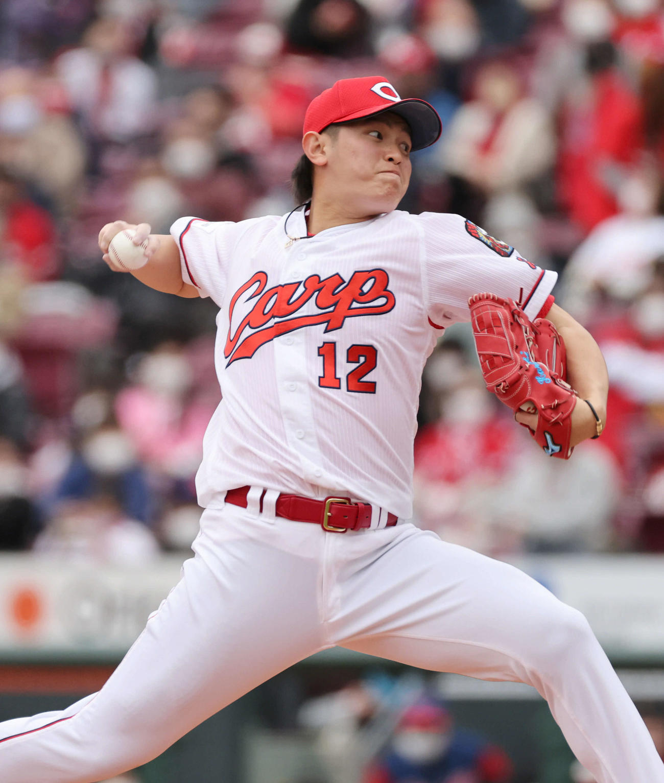 プロ野球オープン戦広島対ヤクルト　7回表ヤクルト、広島四番手の大道（撮影・加藤孝規）