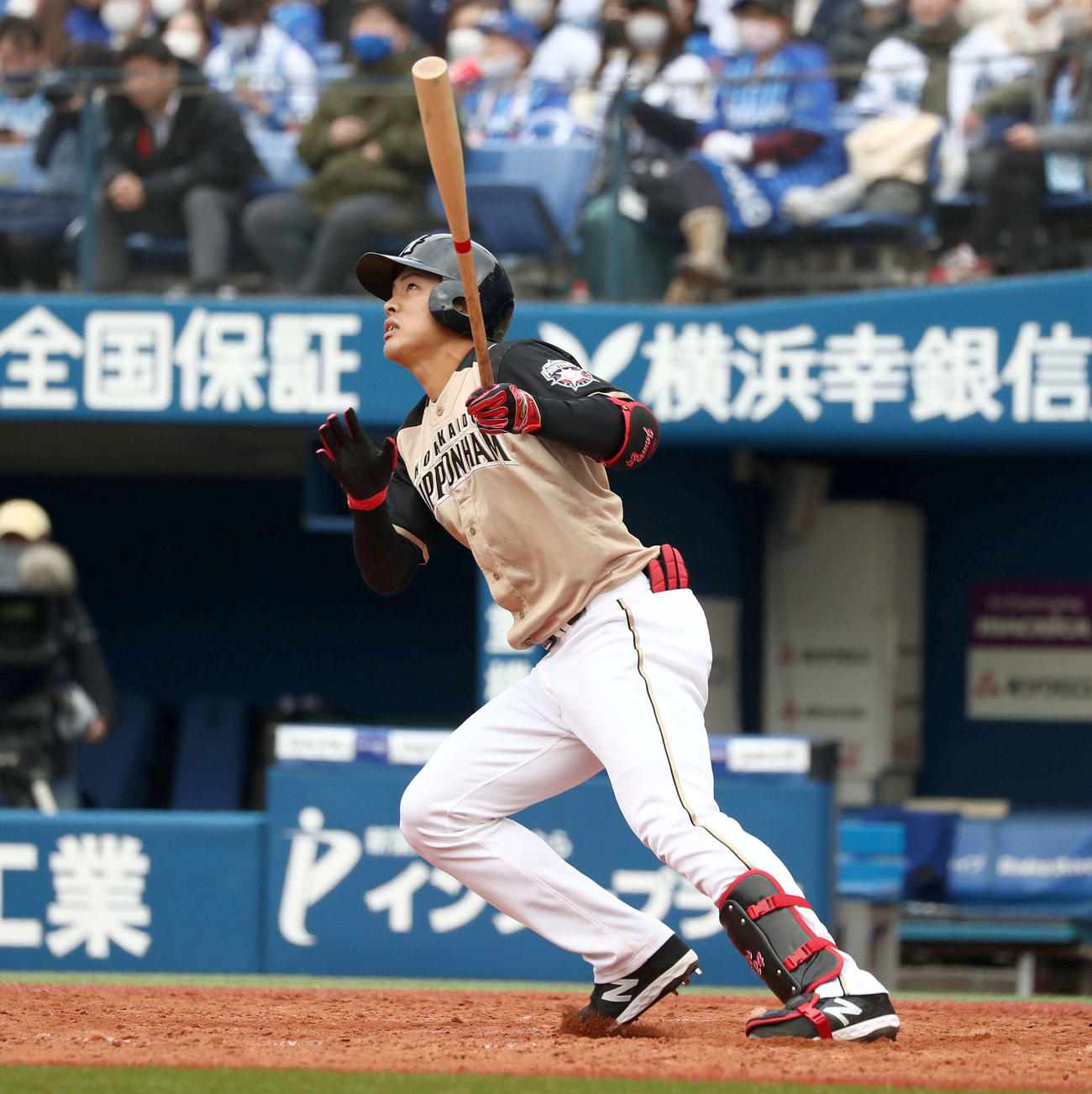 DeNA対日本ハム　5回表日本ハム2死、左越え本塁打を放つ野村（撮影・黒川智章）