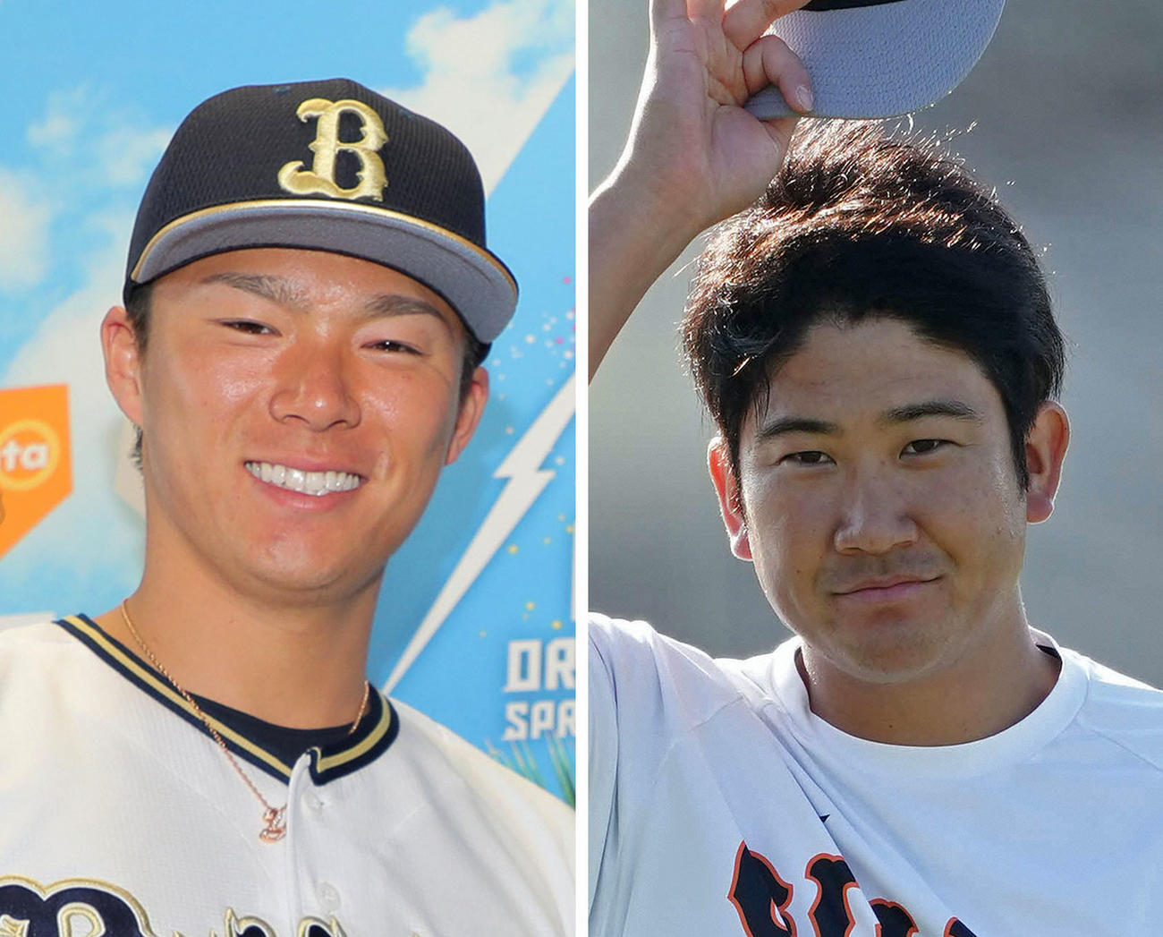 オリックス山本（左）と巨人菅野