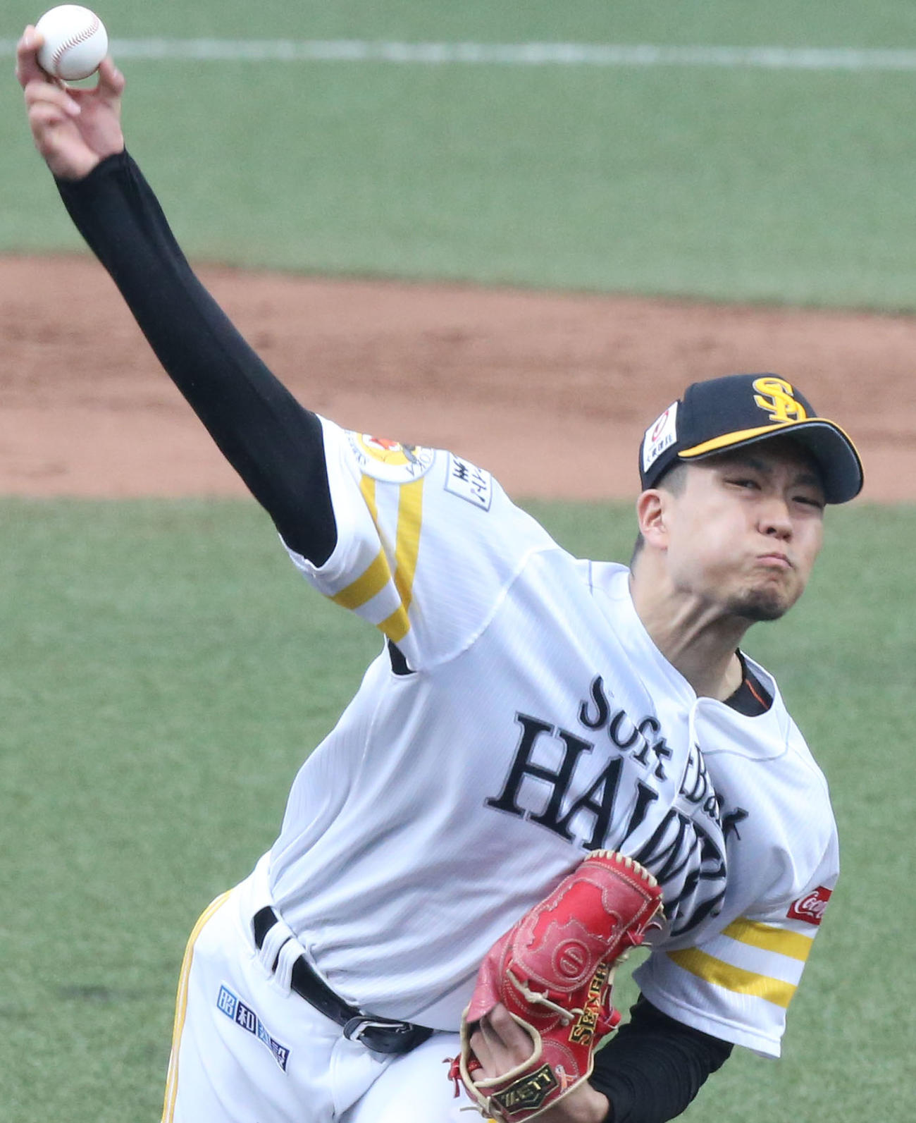 教育リーグ　ソフトバンク対中日　先発で投げる千賀滉大（撮影・屋方直哉）