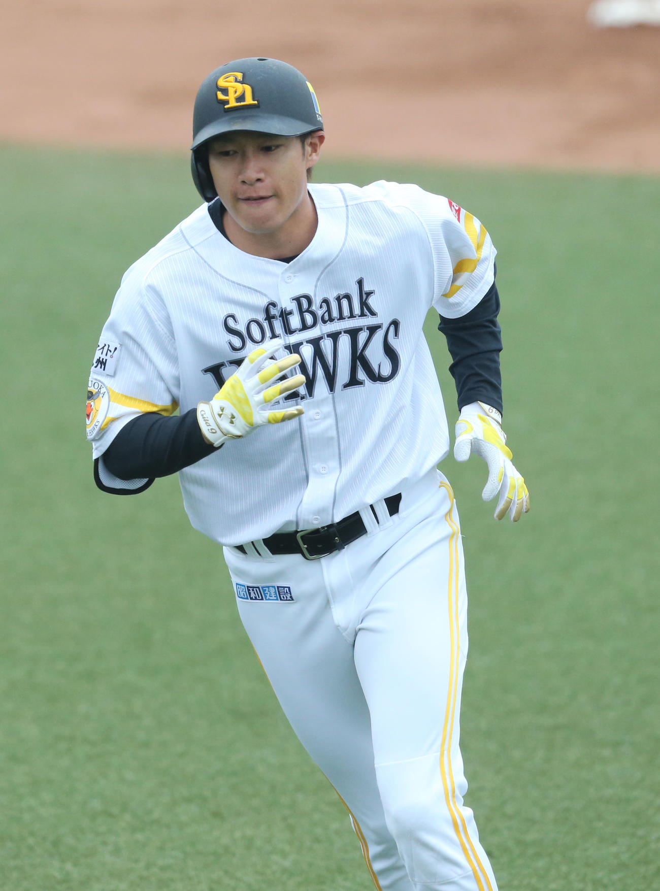 教育リーグ　ソフトバンク対中日　1回裏ソフトバンク1死、柳田悠岐は左飛に終わる（撮影・梅根麻紀）