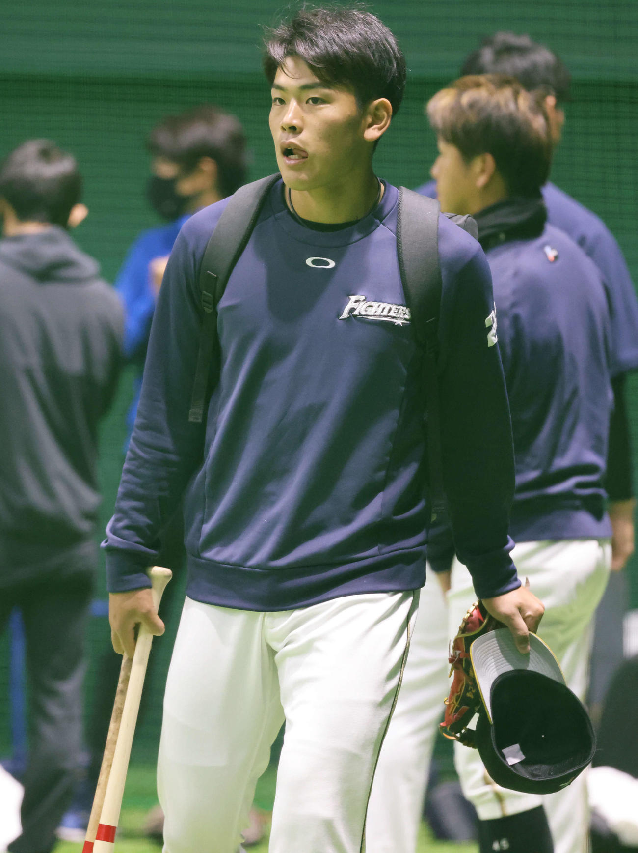プロ野球日本ハム試合前練習　野村（撮影・加藤孝規）