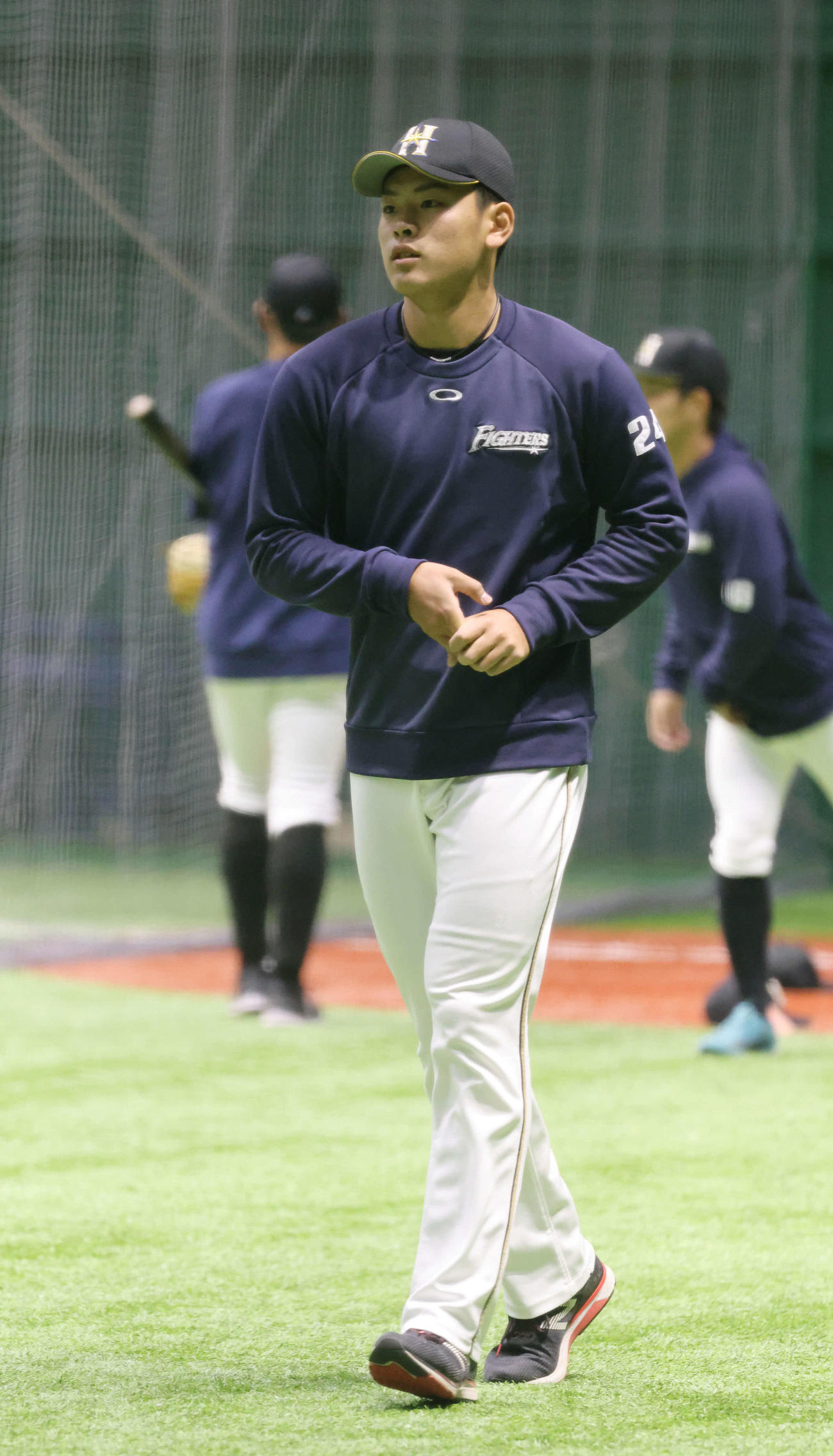 プロ野球日本ハム試合前練習　野村（撮影・加藤孝規）