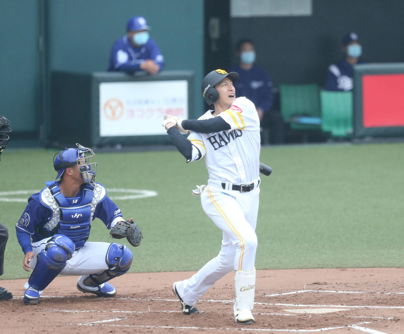 ソフトバンク対中日　1回裏ソフトバンク1死、柳田悠岐は左飛に終わる（撮影・梅根麻紀）