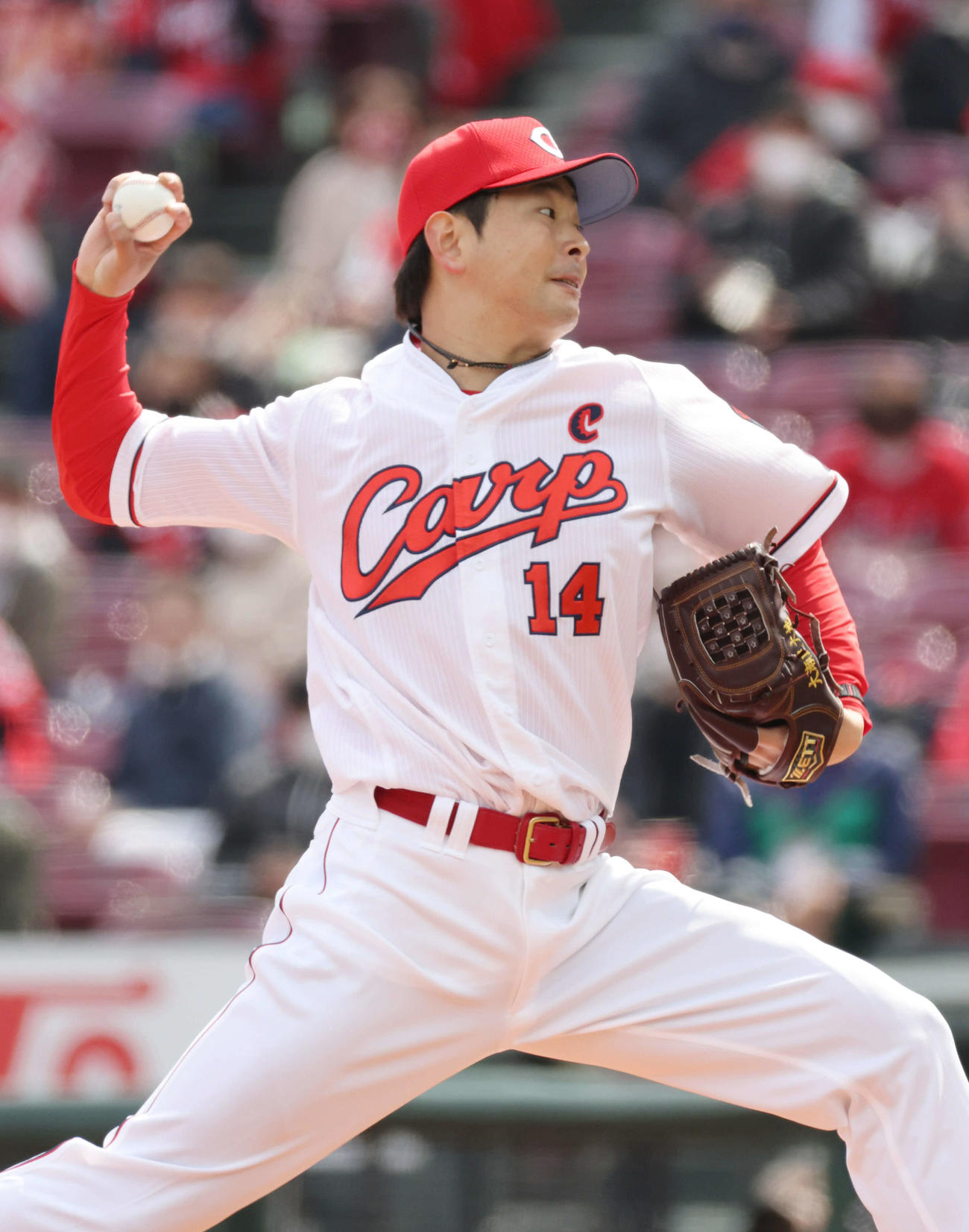 広島対日本ハム　広島先発の大瀬良（撮影・加藤孝規）