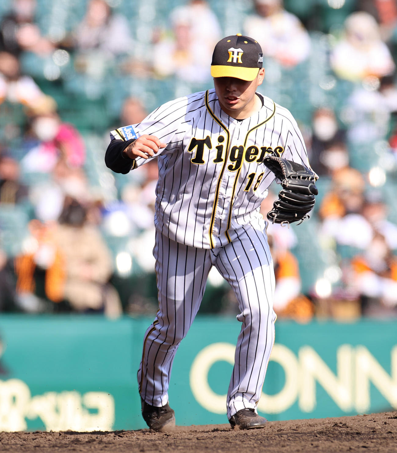 阪神対巨人　7回も無失点に抑える阪神馬場皐輔（撮影・清水貴仁）