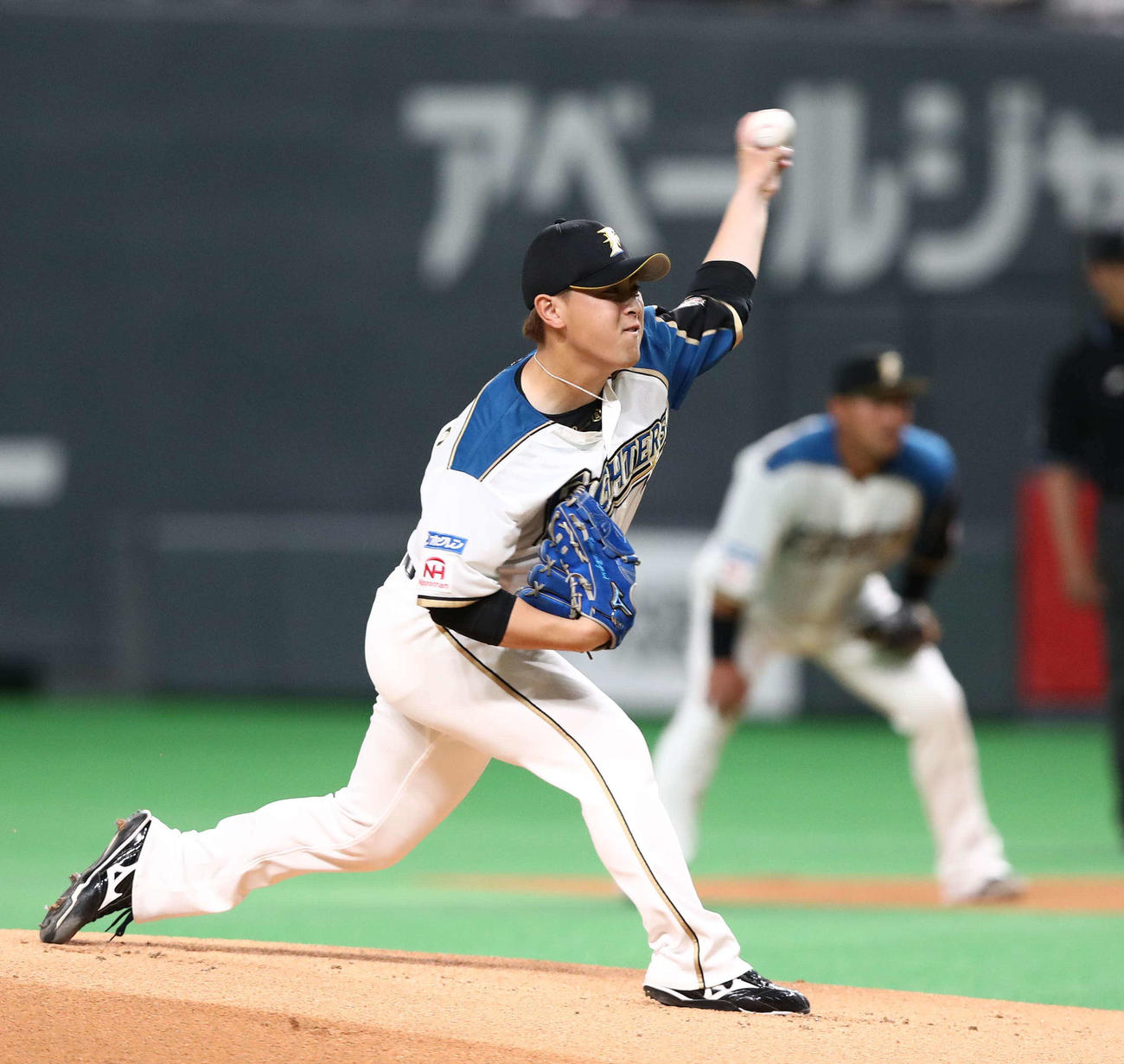 日本ハム対ロッテ　日本ハム先発の河野（撮影・黒川智章）