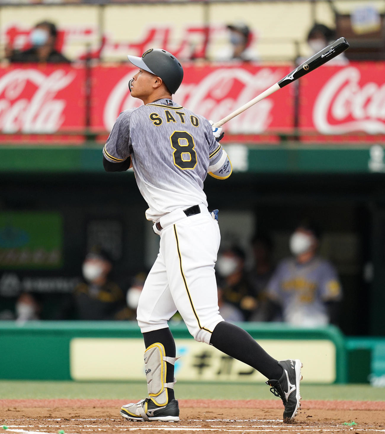 阪神対西武　2回表阪神無死、右越えに6号本塁打を放つ佐藤輝（撮影・菅敏）