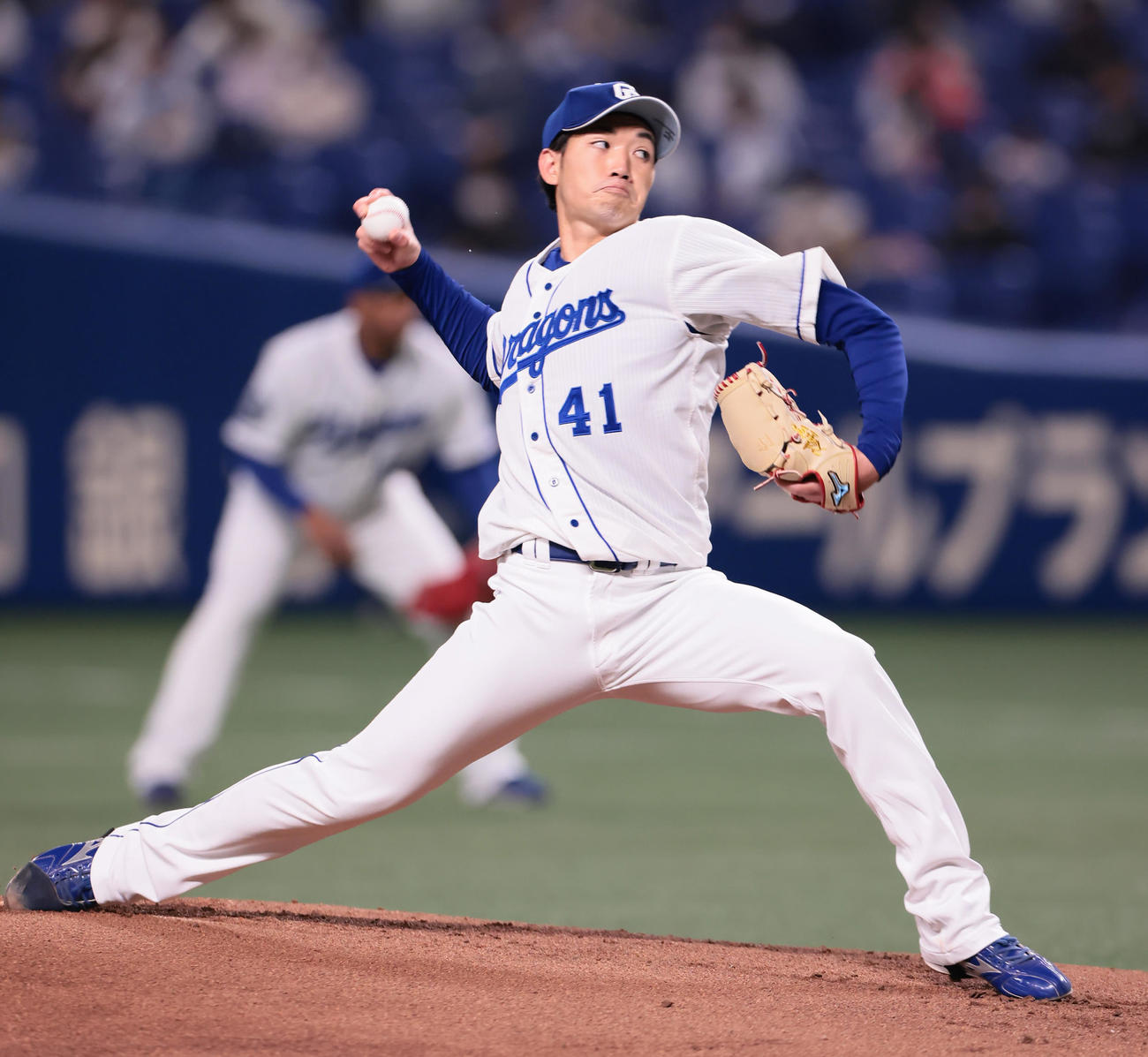 中日対巨人　中日先発の勝野（撮影・足立雅史）