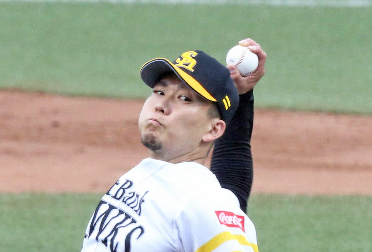 ソフトバンク千賀滉大（2021年3月12日撮影）